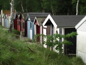 Strandhütten an der schonischen Küste, Schweden