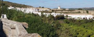 Blick auf Vejer de la Frontera in Andalusien, Spanien