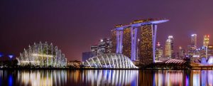 Singapur die Gardens of the Bay bei Nacht
