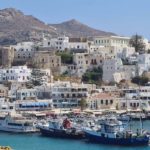 Blick auf die Hauptstadt der Insel Naxos, Kykladen, Griechenland