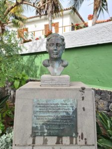 Büste von Agatha Christie in Puerto de la Cruz auf Teneriffa, Spanien