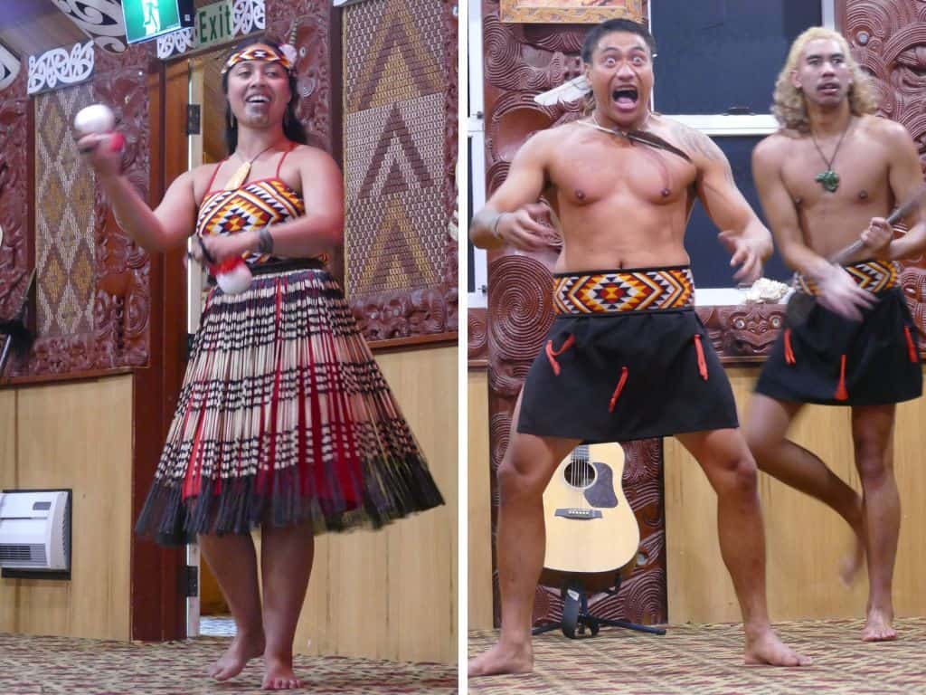 Maorivorfürung im Kulturzentrum Te Puia in Rotorua auf Neuseelands Nordinsel