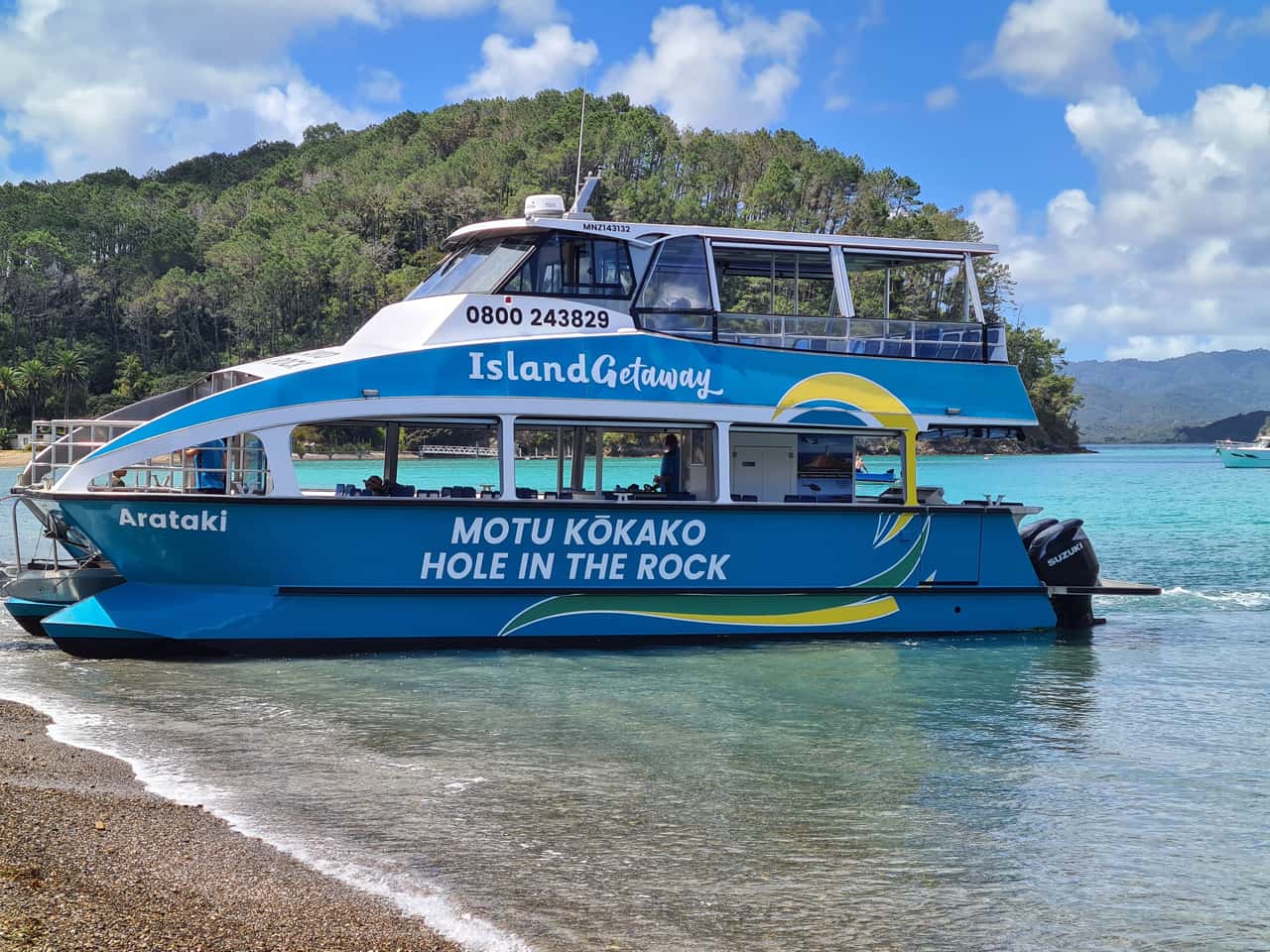 die Insel Motuarohia in der Bay of Islands auf Neuseelands Nordinsel