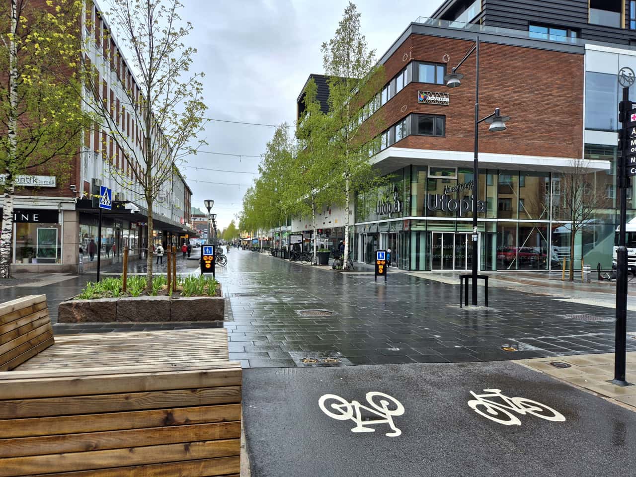 Blick in die Fußgängerzone der schwedischen Stadt Umea